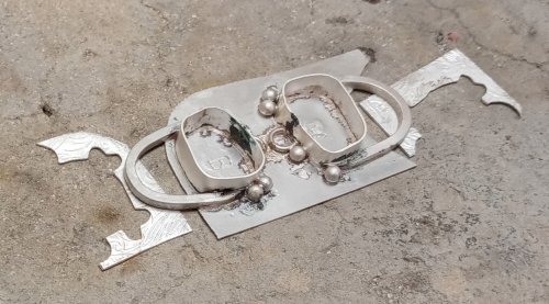 Judy Larson's Broken  AKA Bits and Pieces Dish Jewelry - , Metalwork, Filing, Finishing, Tumbling, Tumble, Tumbling Jewelry, Butane Torch, Soldering, Solder, Design, place on a back plate and solder